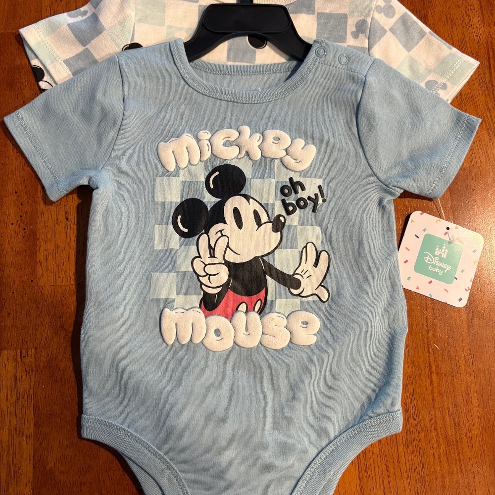 Disney Mickey Mouse Onesies Toddler Boys Size 2 Pack 18M NEW WITH TAGS